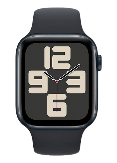 Apple Watch SE (GPS) - Caja de aluminio en color medianoche de 44 mm - Correa deportiva color medianoche - Talla M/L